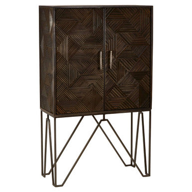 Orsina Saira Grey Storage Cabinet – Carved Mango Wood Sideboard