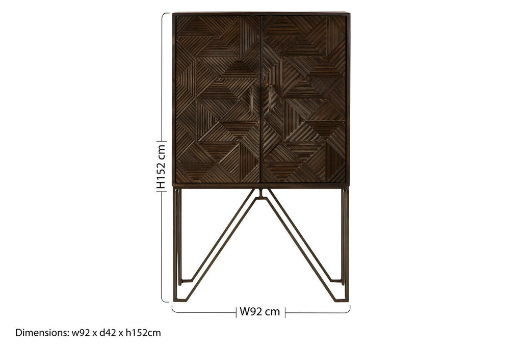 Orsina Saira Grey Storage Cabinet – Carved Mango Wood Sideboard