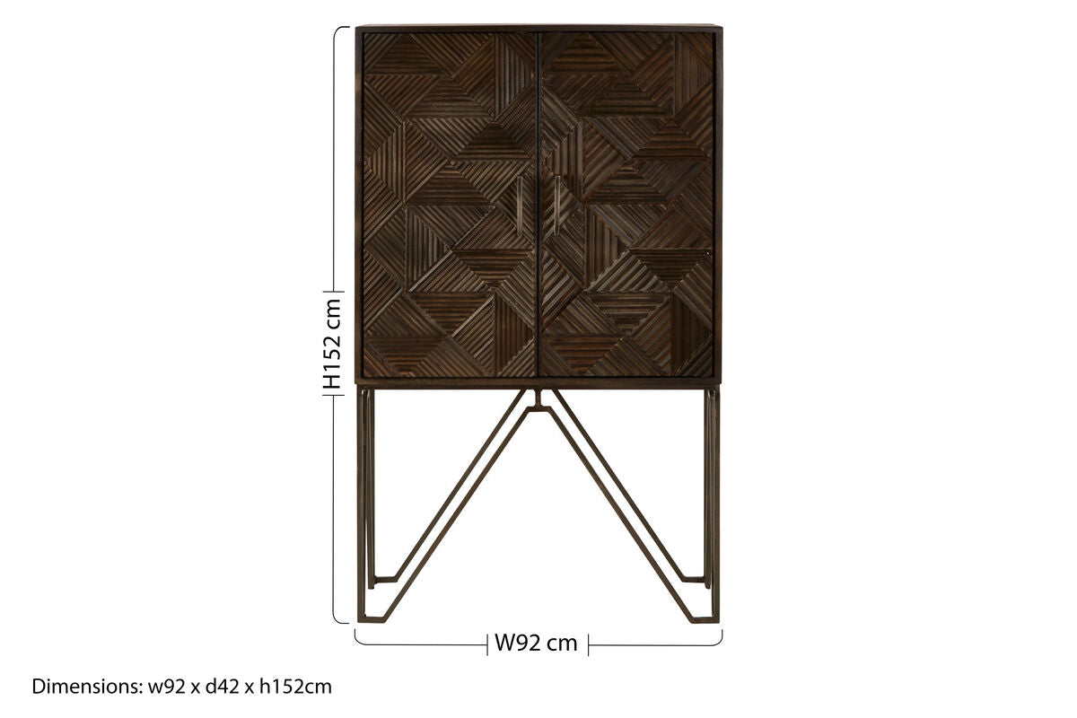 Orsina Saira Grey Storage Cabinet – Carved Mango Wood Sideboard