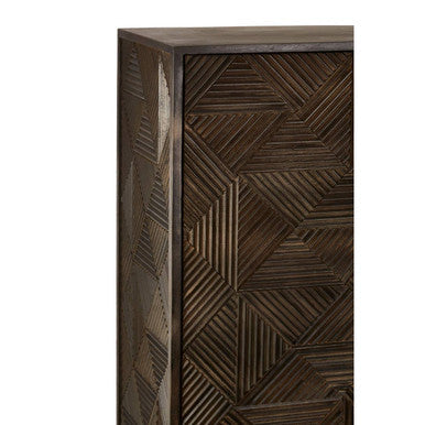 Orsina Saira Grey Storage Cabinet – Carved Mango Wood Sideboard