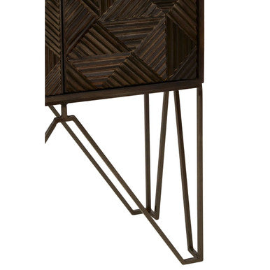 Orsina Saira Grey Storage Cabinet – Carved Mango Wood Sideboard