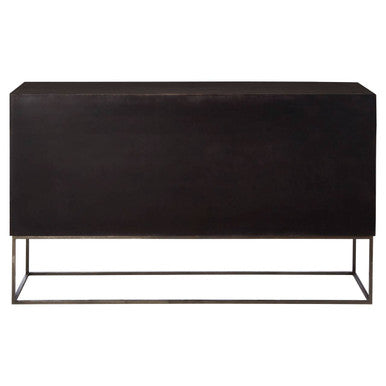 Orsina Saira Sideboard – Hand-Carved Mango Wood Storage Cabinet in Grey