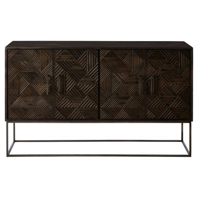 Orsina Saira Sideboard – Hand-Carved Mango Wood Storage Cabinet in Grey