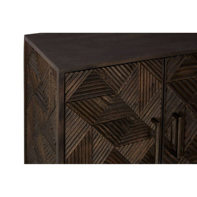 Orsina Saira Sideboard – Hand-Carved Mango Wood Storage Cabinet in Grey