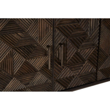 Orsina Saira Sideboard – Hand-Carved Mango Wood Storage Cabinet in Grey