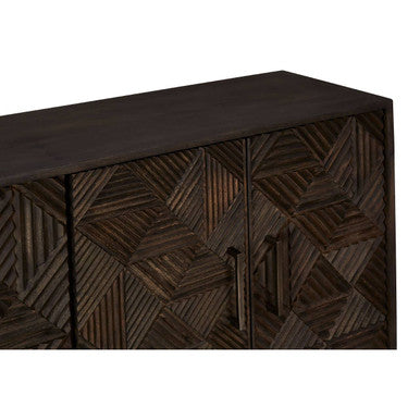 Orsina Saira Sideboard – Hand-Carved Mango Wood Storage Cabinet in Grey