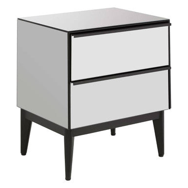 Orsina Rovigo 2 Drawer Chest – Matte Black & Smoked Glass Dresser
