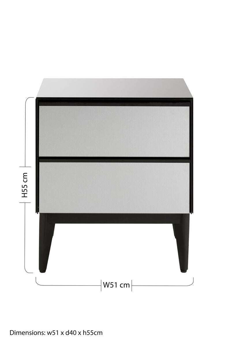 Orsina Rovigo 2 Drawer Chest – Matte Black & Smoked Glass Dresser