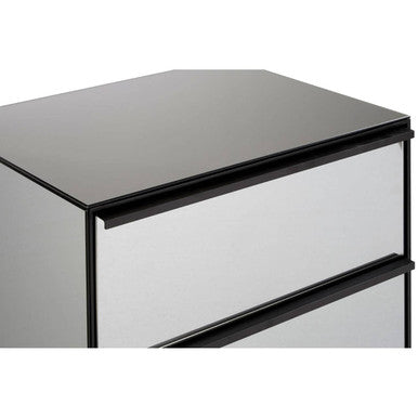 Orsina Rovigo 2 Drawer Chest – Matte Black & Smoked Glass Dresser
