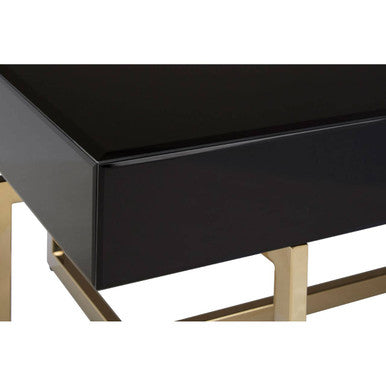 Orsina Ragusa Black Mirrored Glass Coffee Table | Gold Stainless Steel
