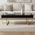 Orsina Ragusa Black Mirrored Glass Coffee Table | Gold Stainless Steel