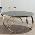 Orsina Ragusa Round Mirrored Black and Gold Stainless Steel Coffee Table