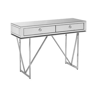 Orsina Rovo Mirrored Console Table | Silver 2-Drawer Storage Desk