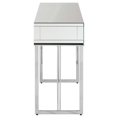 Orsina Rovo Mirrored Console Table | Silver 2-Drawer Storage Desk