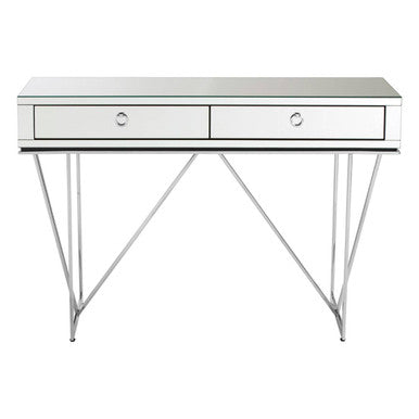 Orsina Rovo Mirrored Console Table | Silver 2-Drawer Storage Desk