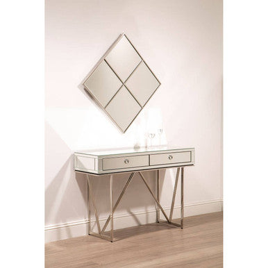Orsina Rovo Mirrored Console Table | Silver 2-Drawer Storage Desk