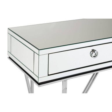 Orsina Rovo Mirrored Console Table | Silver 2-Drawer Storage Desk
