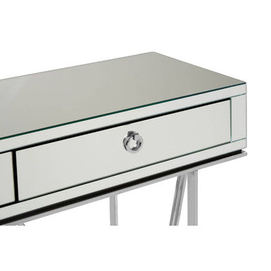 Orsina Rovo Mirrored Console Table | Silver 2-Drawer Storage Desk