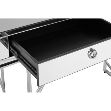 Orsina Rovo Mirrored Console Table | Silver 2-Drawer Storage Desk
