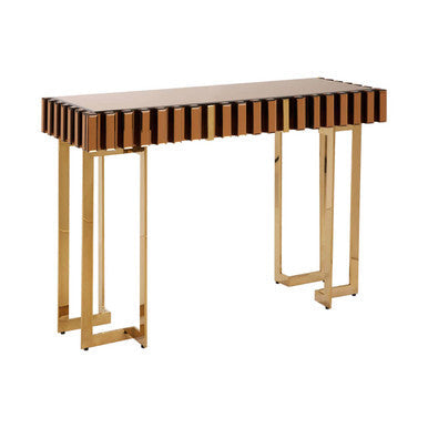 Orsina Rivoli Gold Mirrored Console Table with Storage Drawer