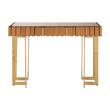 Orsina Rivoli Gold Mirrored Console Table with Storage Drawer