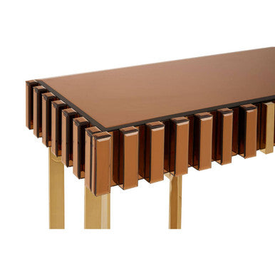 Orsina Rivoli Gold Mirrored Console Table with Storage Drawer