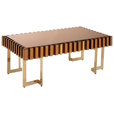 Orsina Rivoli Gold Coffee Table – Mirrored Glass Top & Corrugated Sides