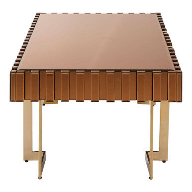 Orsina Rivoli Gold Coffee Table – Mirrored Glass Top & Corrugated Sides
