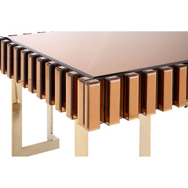 Orsina Rivoli Gold Coffee Table – Mirrored Glass Top & Corrugated Sides