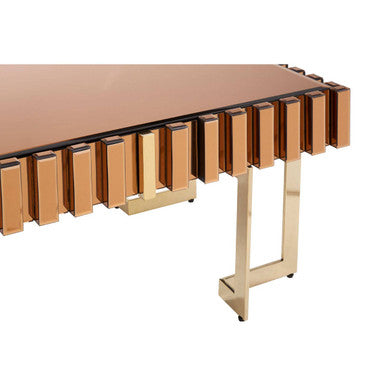 Orsina Rivoli Gold Coffee Table – Mirrored Glass Top & Corrugated Sides