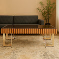 Orsina Rivoli Gold Coffee Table – Mirrored Glass Top & Corrugated Sides