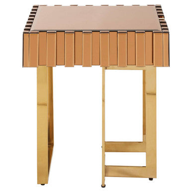 Orsina Rivoli Gold Side Table – Square Mirrored Glass Accent Table