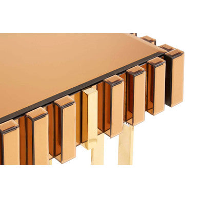 Orsina Rivoli Gold Side Table – Square Mirrored Glass Accent Table