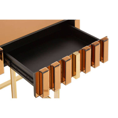 Orsina Rivoli Gold Side Table – Square Mirrored Glass Accent Table