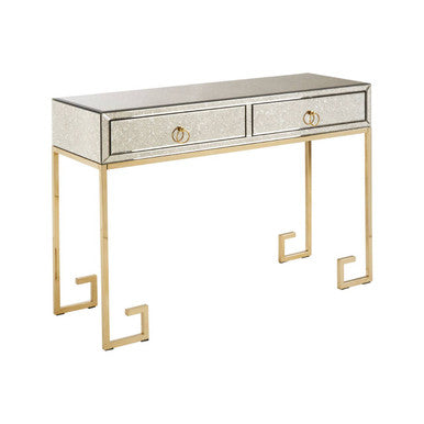 Orsina Rieti Gold Console Table | Mirrored Glass & Steel 2-Drawer