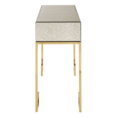 Orsina Rieti Gold Console Table | Mirrored Glass & Steel 2-Drawer