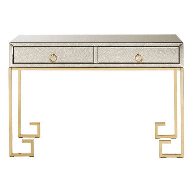 Orsina Rieti Gold Console Table | Mirrored Glass & Steel 2-Drawer