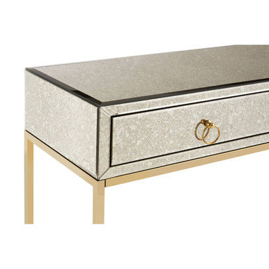 Orsina Rieti Gold Console Table | Mirrored Glass & Steel 2-Drawer