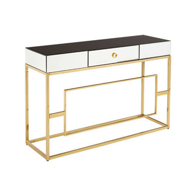 Orsina Rimini Black Mirrored Console Table with Gold Steel Legs