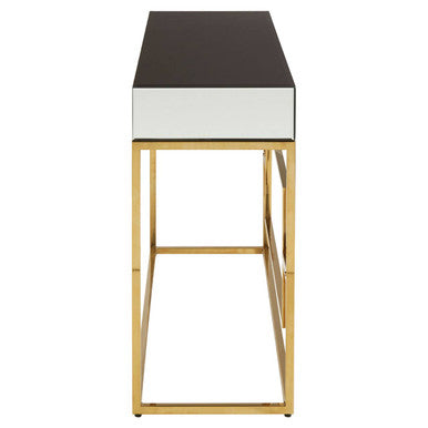 Orsina Rimini Black Mirrored Console Table with Gold Steel Legs