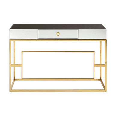 Orsina Rimini Black Mirrored Console Table with Gold Steel Legs