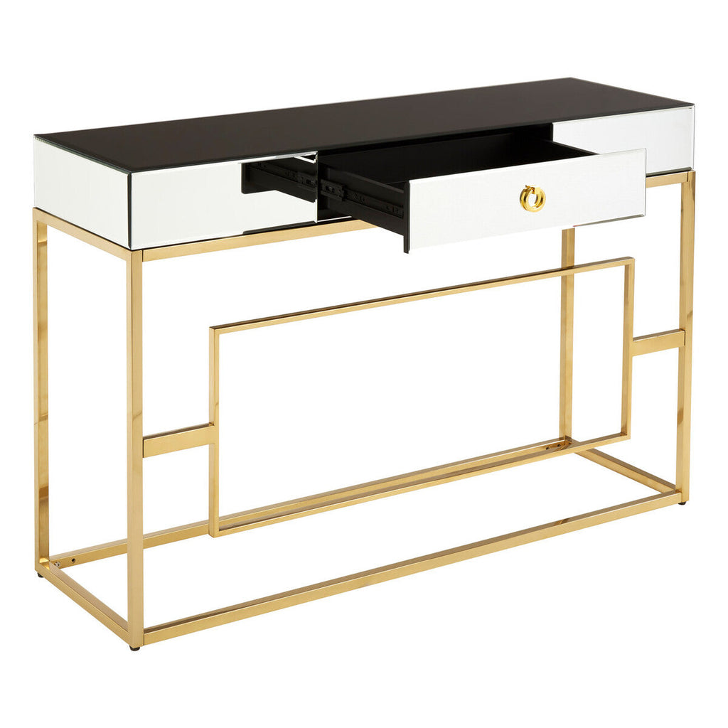 Orsina Rimini Black Mirrored Console Table with Gold Steel Legs