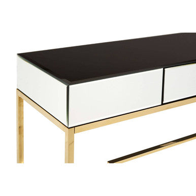 Orsina Rimini Black Mirrored Console Table with Gold Steel Legs