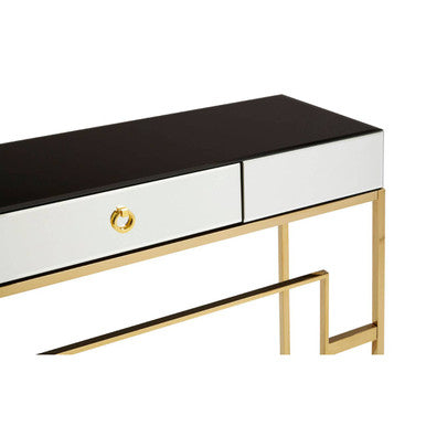 Orsina Rimini Black Mirrored Console Table with Gold Steel Legs