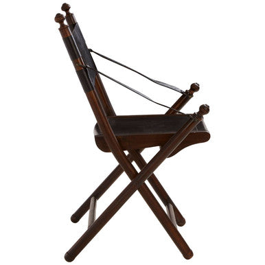 Orsina Inca Folding Chair – Black Genuine Leather and Teak Wood