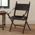 Orsina Inca Folding Chair – Black Genuine Leather and Teak Wood
