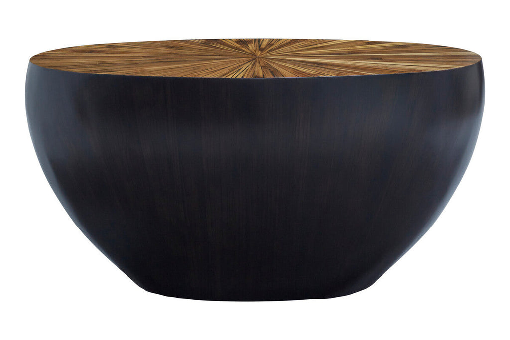 Orsina Gabo Round Ebony Console Table – Starburst Bamboo & Wood