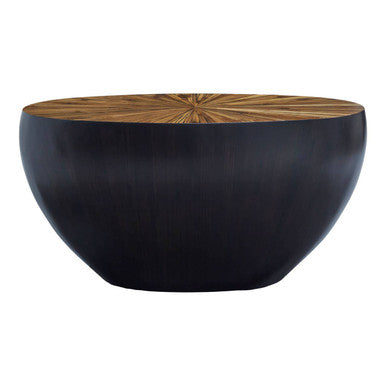 Orsina Gabo Round Ebony Console Table – Starburst Bamboo & Wood