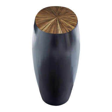 Orsina Gabo Round Ebony Console Table – Starburst Bamboo & Wood