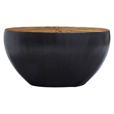Orsina Gabo Round Ebony Console Table – Starburst Bamboo & Wood